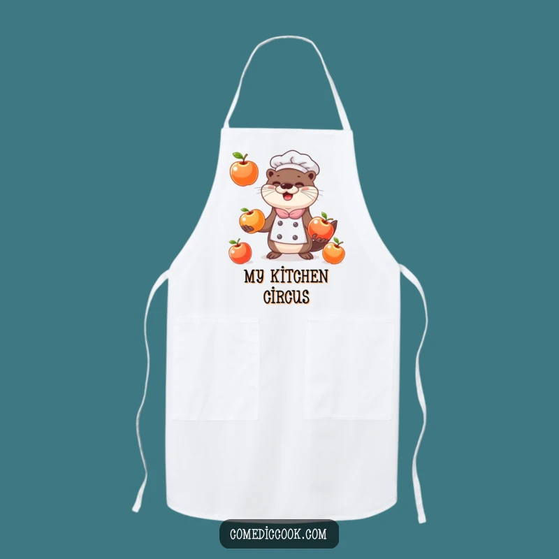 Funny Otter Chef Apron: Juggling Apples Kitchen Accessory, Hilarious Gift