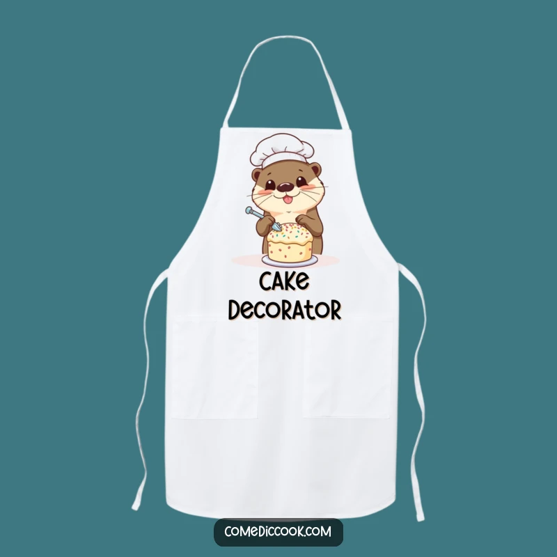 Funny Otter Chef Apron: Sprinkling Cake Chef, Protects Clothes & Delivers Joy, Perfect Funny Gift!