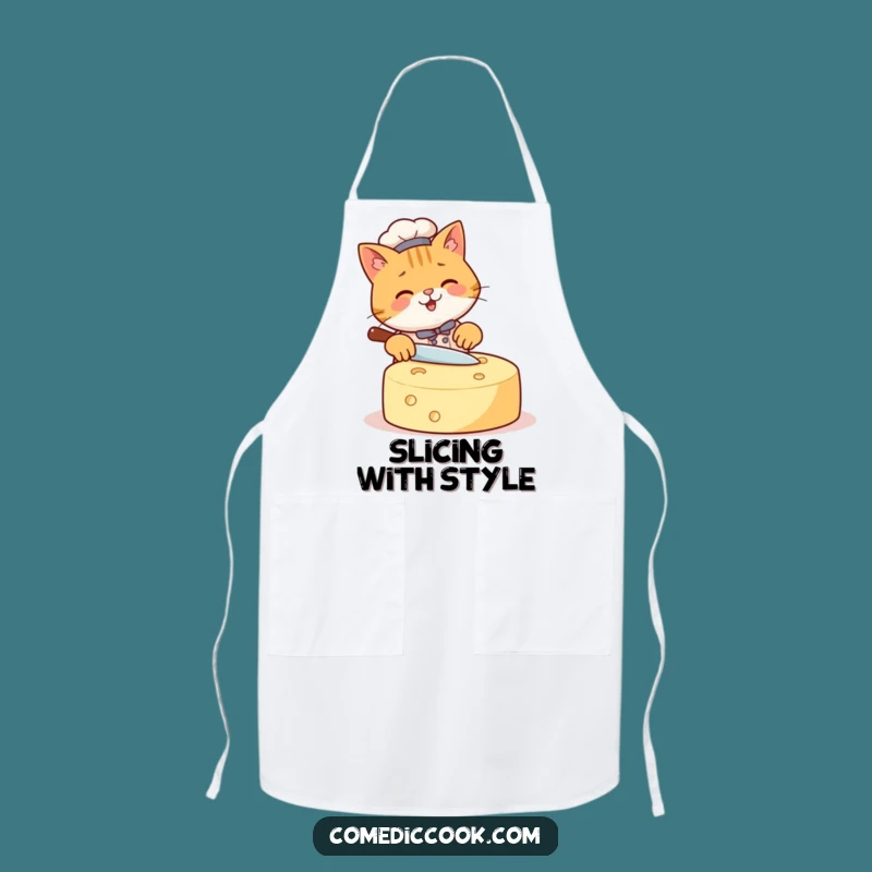Funny Cat Chef Apron: Slicing Cheese with Style, Hilarious Kitchen Gift