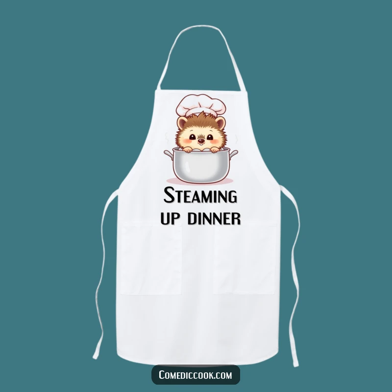 Funny Hedgehog Chef Apron: Steaming Pot Kitchen Accessory, Hilarious Gift