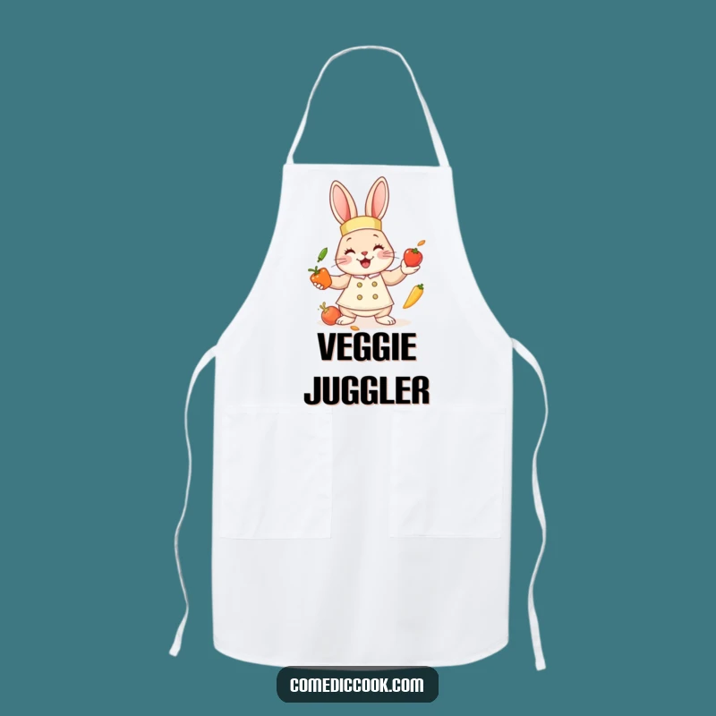 Funny Bunny Chef Apron: Juggling Veggies, Protects Clothes & Delivers Smiles, Perfect Funny Gift!
