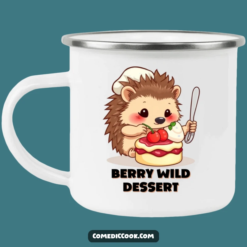 Funny Hedgehog Chef Camping Mug: Outdoor Adventures and Sweet Treats