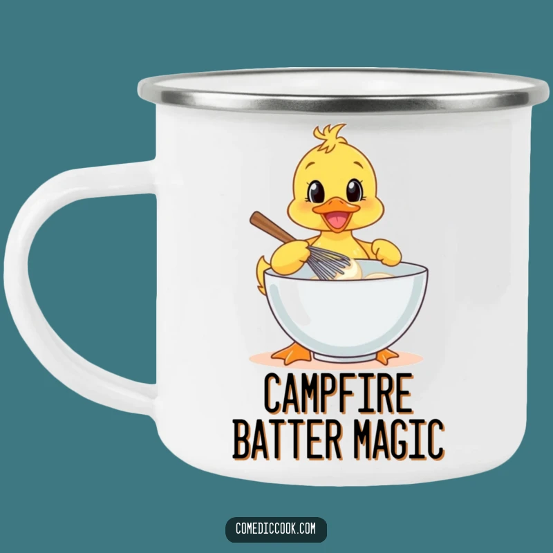 Funny Duckling Baker Camping Mug: Cheerful Whisking Chef Outdoor Gift