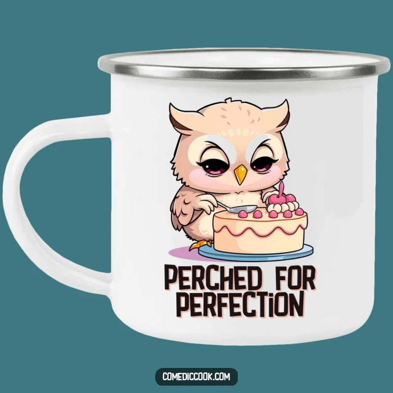 Funny Owl Baker Camping Mug: Coffee and Cake Under the Stars