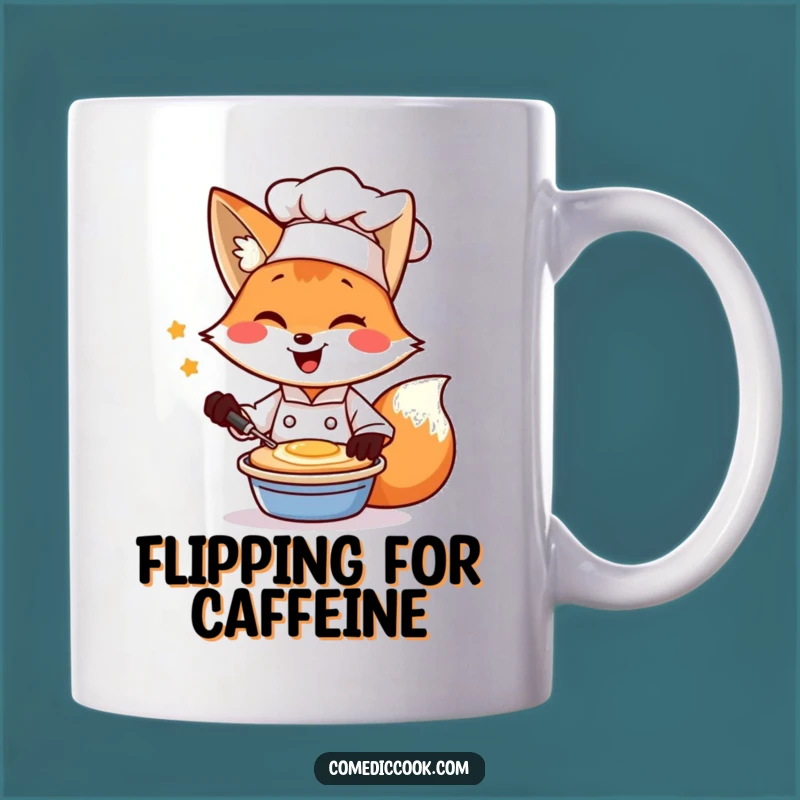 Funny Fox Chef Pancake Flip Mug: Hilarious Breakfast Gift for Foodies