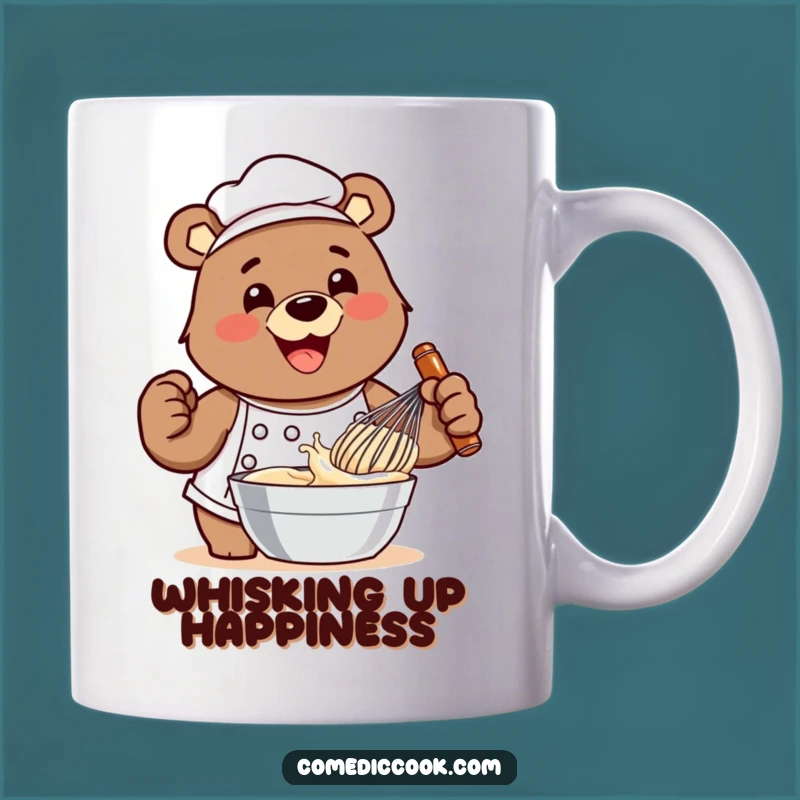 Funny Bear Chef Whisking Batter Mug - Enthusiastic & Humorous Gift!