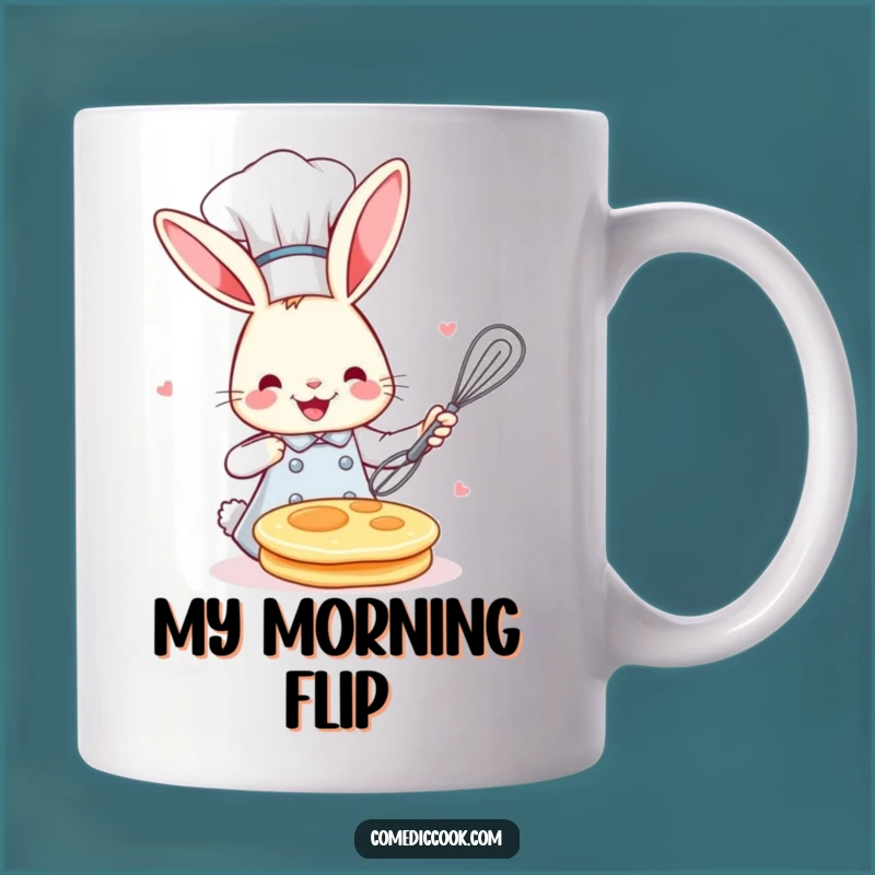 Funny Bunny Chef Flipping Pancake Mug: A Whimsical Culinary Gift