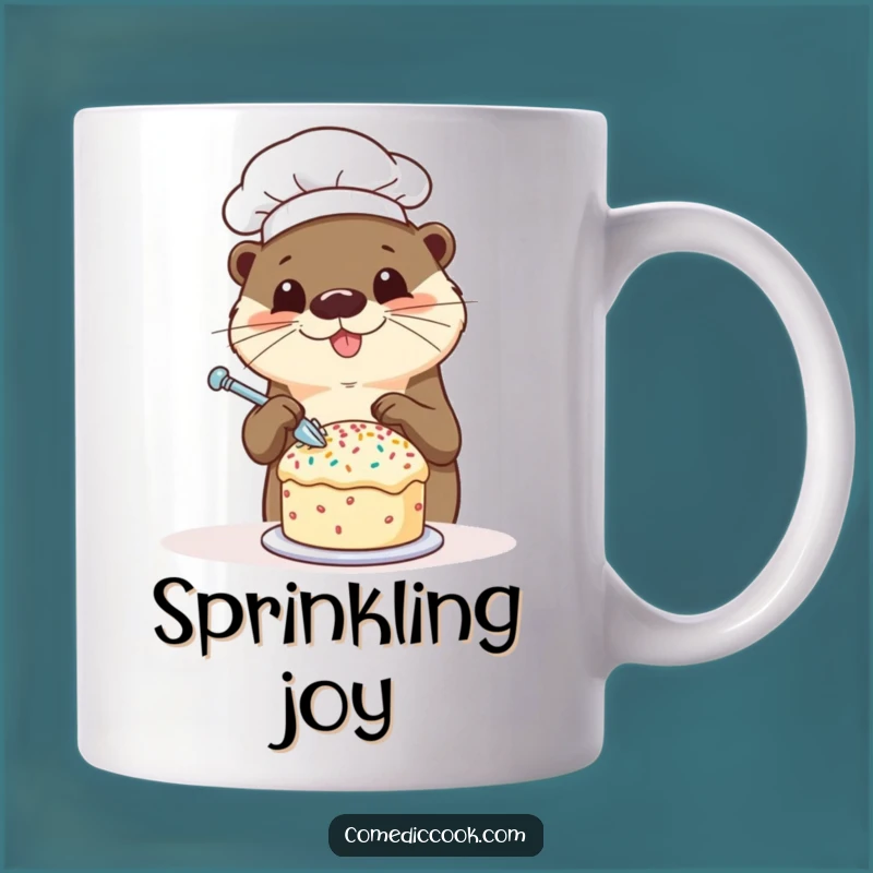 Funny Otter Chef Mug: Happy Sprinkling Chef, Adorable Cake Decorating, Perfect Funny Gift!