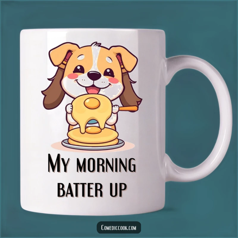 Funny Pancake Flipping Dog Mug: The Perfect Humorous Culinary Gift for Dog Lovers