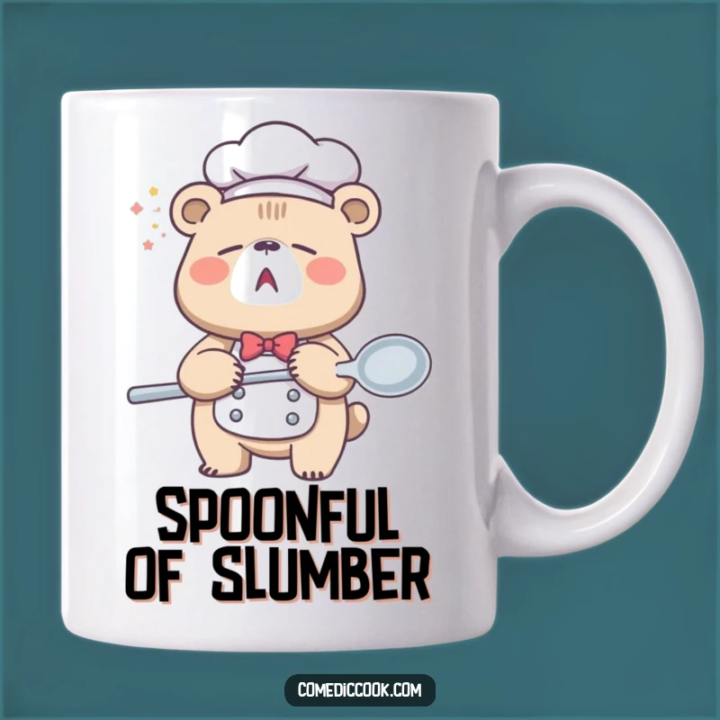 Funny Sleepy Bear Chef Mug: Morning Yawn Fuel, Hilarious Gift for Tired Cooks