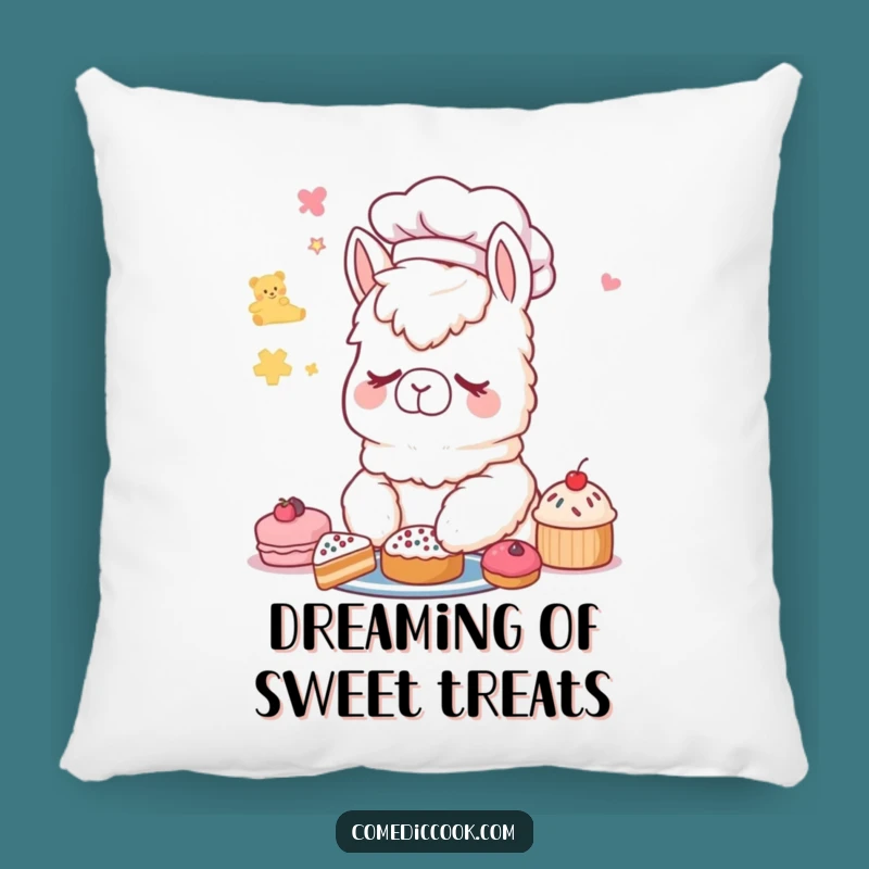 Funny Alpaca Chef Pillow: Sleepy Pastry Dreams - Cozy Decor Gift