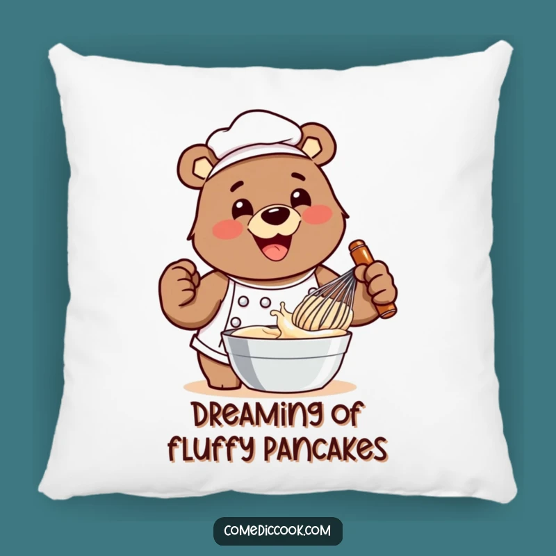 Funny Bear Chef Whisking Batter Pillow - Cozy Culinary Comfort!