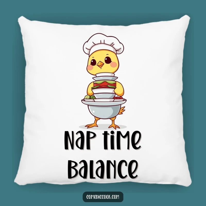Funny Chick Chef Pillow: Cozy Balancing Decor, Soft & Hilarious Gift