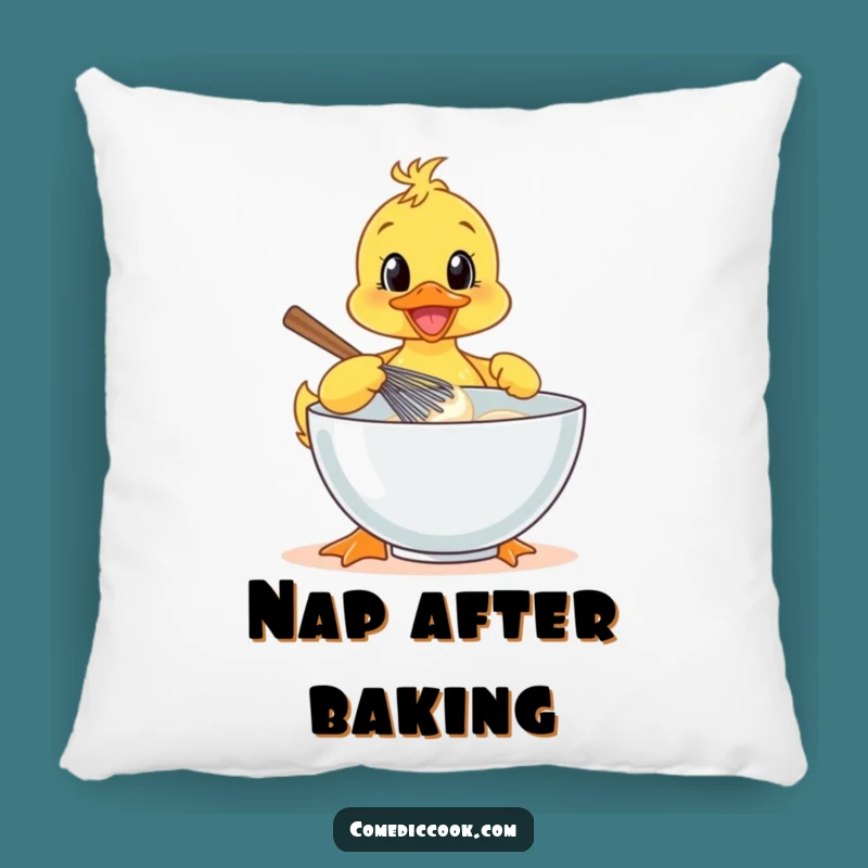 Funny Duckling Baker Pillow: Cheerful Whisking Chef Accent Cushion Gift