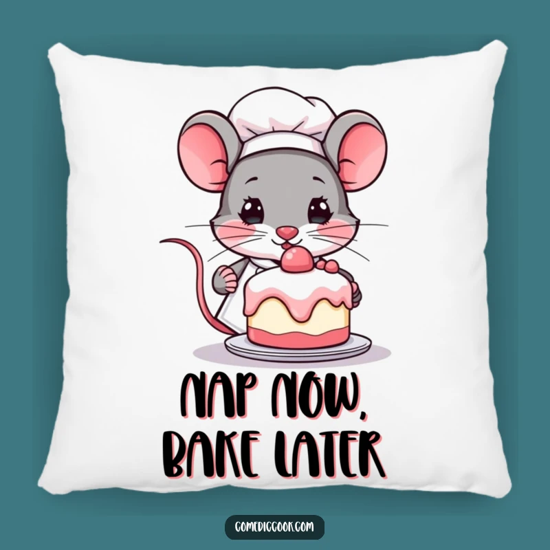 Funny Kawaii Mouse Chef Pillow - Cute Determined Baker Cushion, Perfect Funny Gift