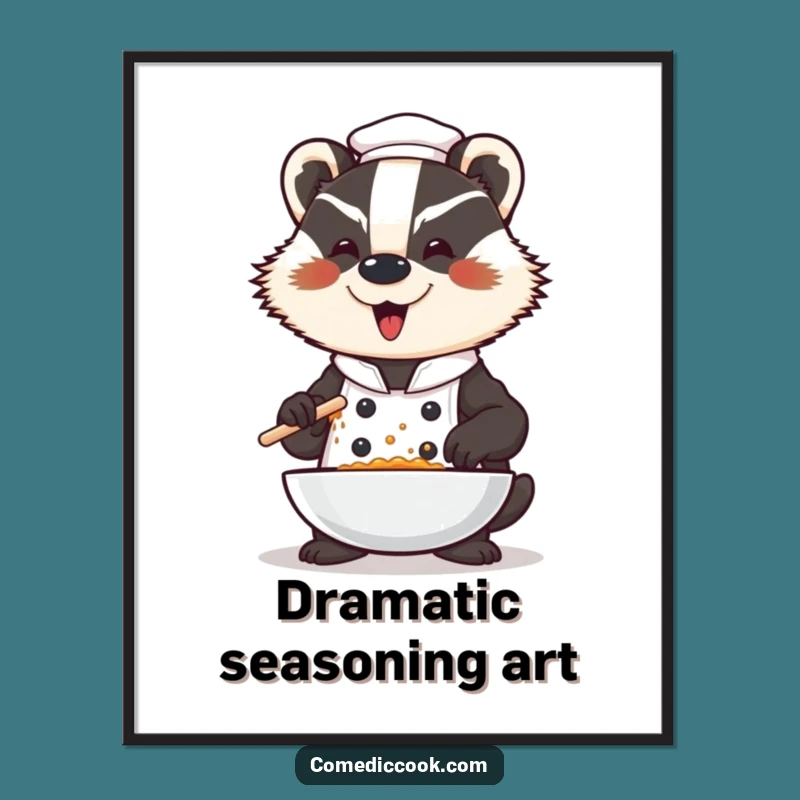 Funny Badger Chef Digital Art: Dramatic Seasoning Masterpiece for Your Walls