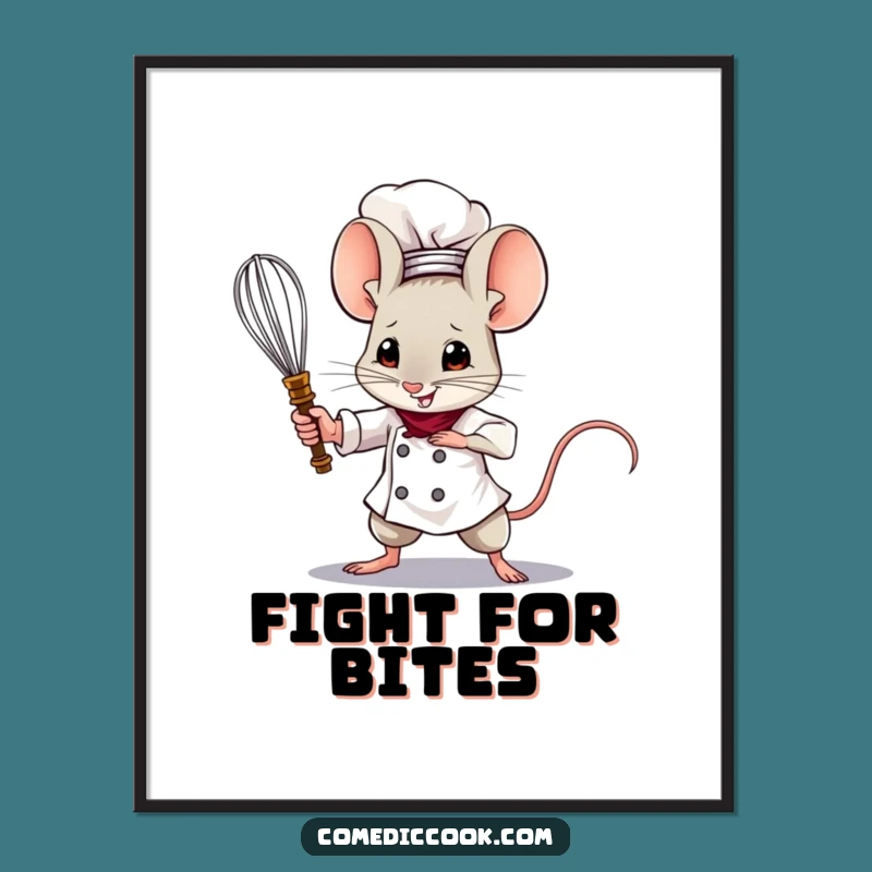 Funny Mouse Chef Digital Art: Whisk Warrior Decor, Instant Hilarious Gift