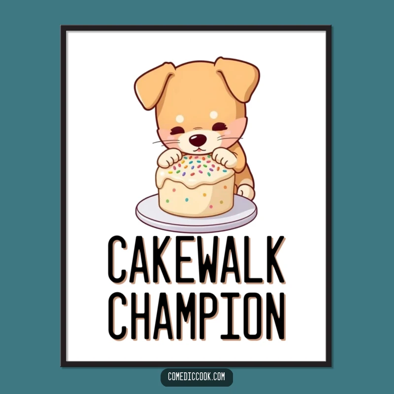 Funny Cake Decorating Dog Digital Art: Instant Sweet & Humorous Wall Decor