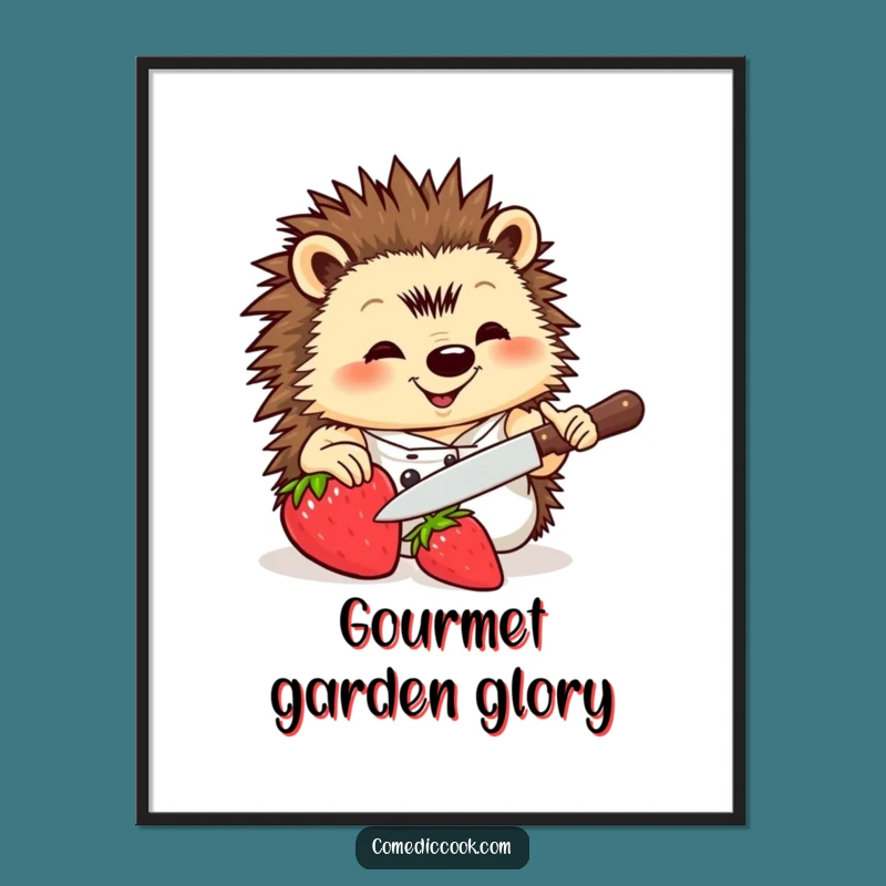 Funny Hedgehog Chef Digital Art Print: Whimsical Kitchen Decor for Instant Smiles