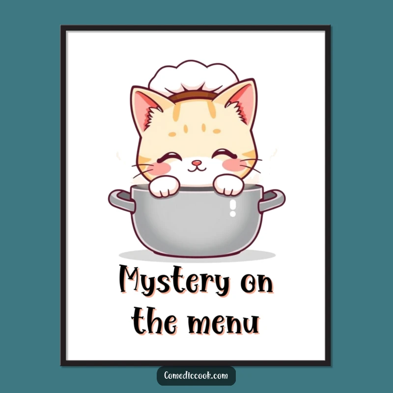 Funny Kawaii Cat Chef Digital Print - Curious Explorer Art, Perfect Funny Gift