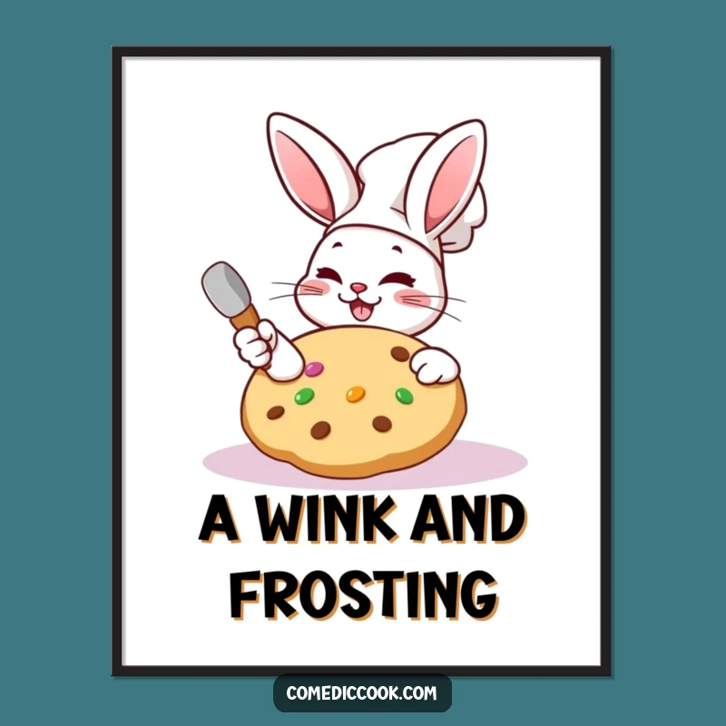 Funny Kawaii Rabbit Chef Digital Art: Instant Cookie Frosting Art, Perfect Funny Gift Download