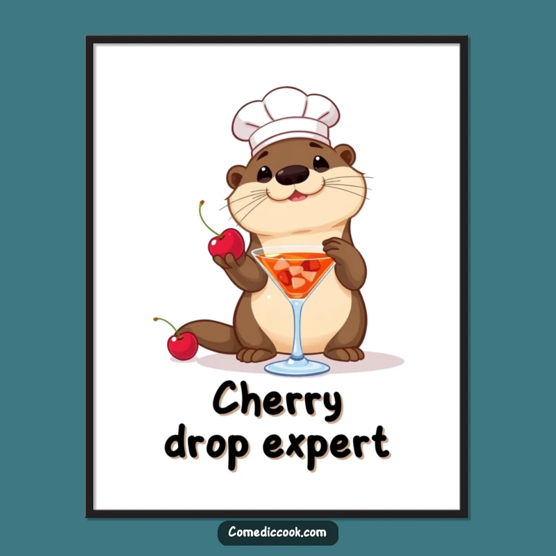 Funny Otter Chef Digital Art: High-Resolution Playful Mixology for Your Walls!