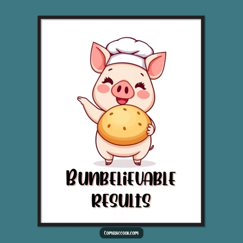 Funny Pig Chef Digital Art: Cheerful Baker's Bun - Instant Gift