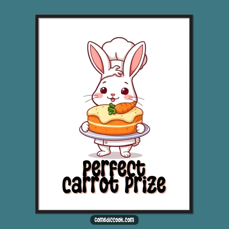 Funny Rabbit Chef Carrot Cake Digital Art Print: Hilarious Baking Decor