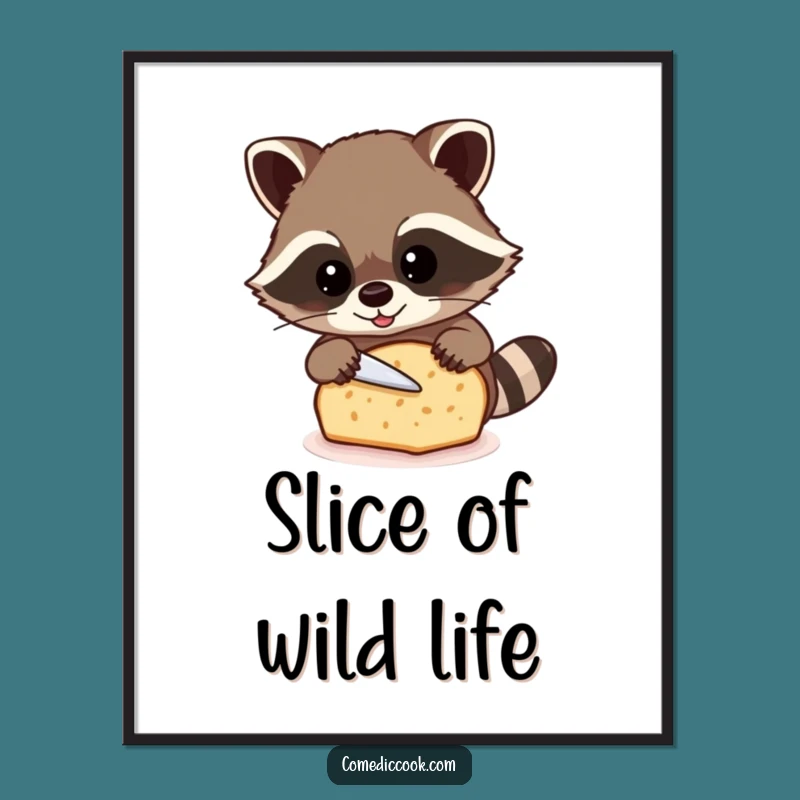 Funny Raccoon Baker Digital Art Print: Instant Kitchen Charm