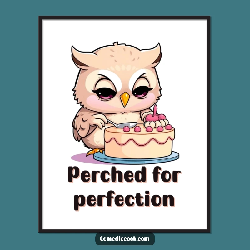 Funny Owl Baker Digital Art Print: Instant Humor for Your Walls