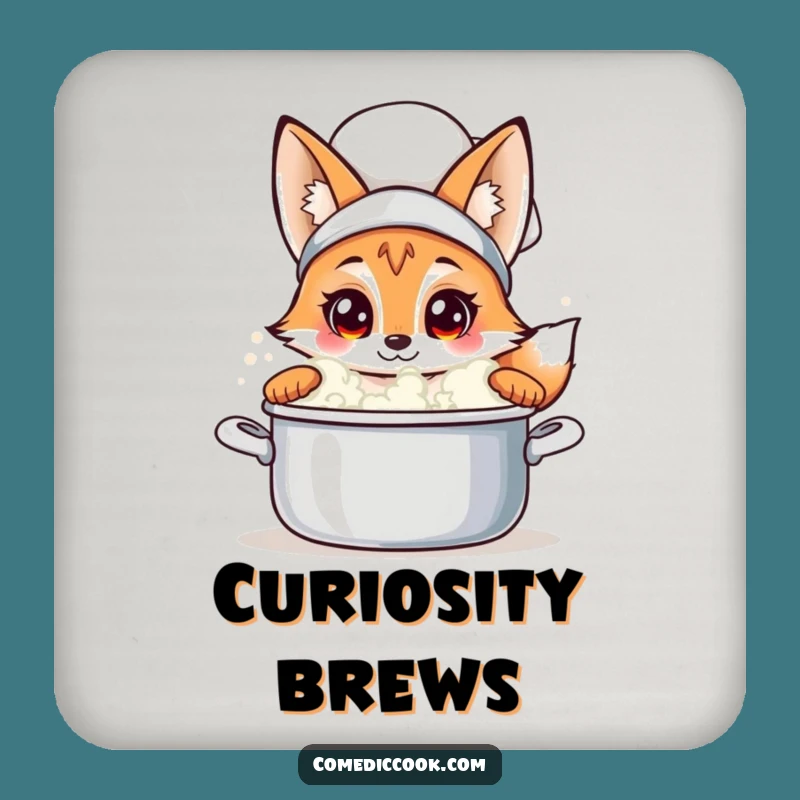 Funny Fox Chef Drink Coasters (Set of 4): Curious Peeking Protection, Stylish & Hilarious Barware, Ideal Funny Gift!