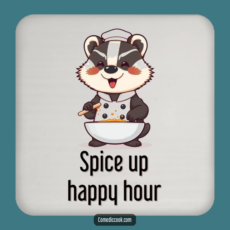 Funny Badger Chef Coasters: Protect Surfaces with Dramatic Seasoning Style