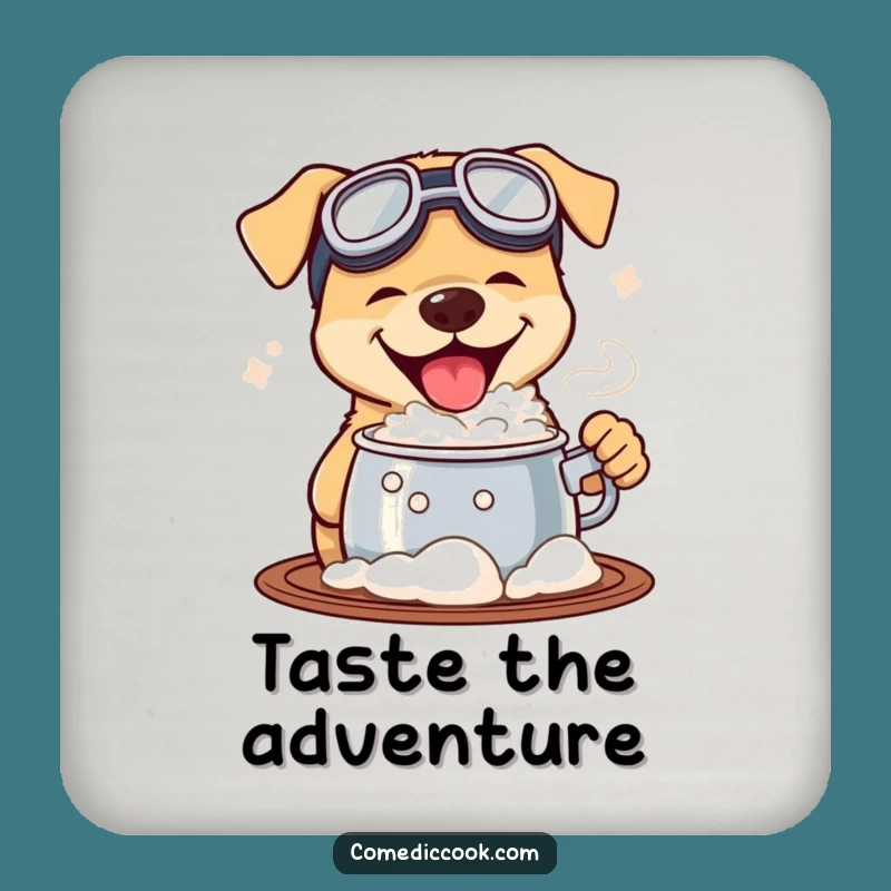 Funny Goggled Dog Coaster: Protect Surfaces with Experimental Charm