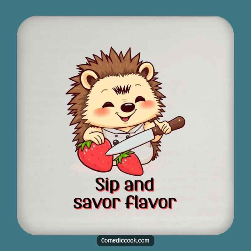 Funny Hedgehog Chef Drink Coaster: Protect Surfaces with Culinary Charm and Humor