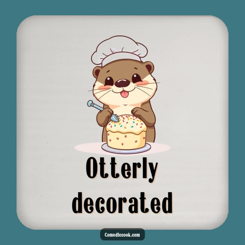 Funny Otter Chef Drink Coasters (Set of 4): Sprinkling Cake Protection, Stylish & Hilarious Barware, Ideal Funny Gift!