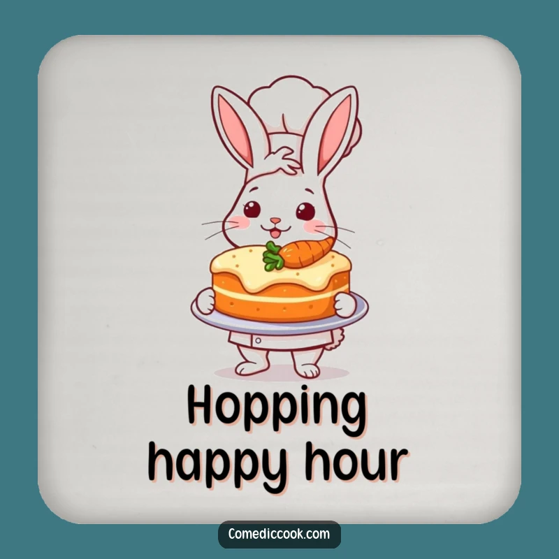 Funny Rabbit Chef Carrot Cake Coaster: Hilarious Protection for Bakers' Tables