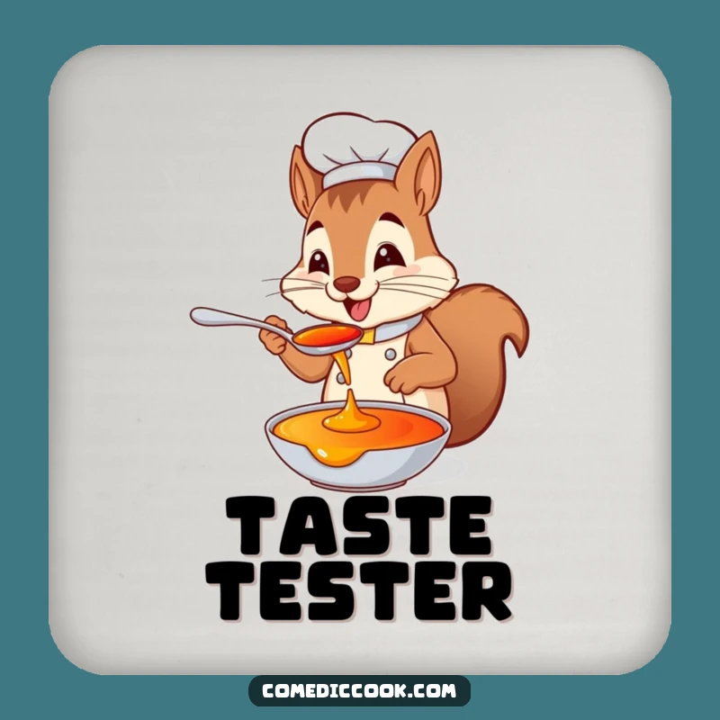 Funny Squirrel Chef Drink Coasters (Set of 4): Tasting Sauce Protection, Stylish & Hilarious Barware, Ideal Funny Gift!