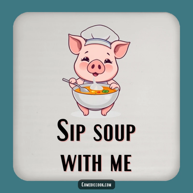 Protect Your Surfaces with Humor: Funny Pig Chef Soup Coaster Set