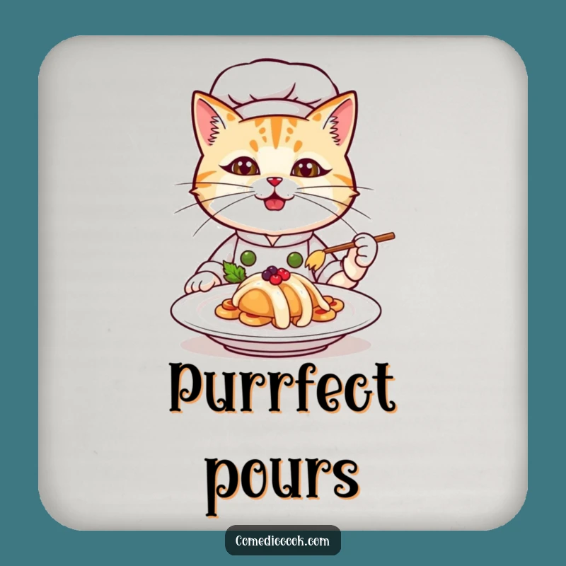 Funny Cat Chef Drink Coasters: Protect Surfaces with Culinary Comedy