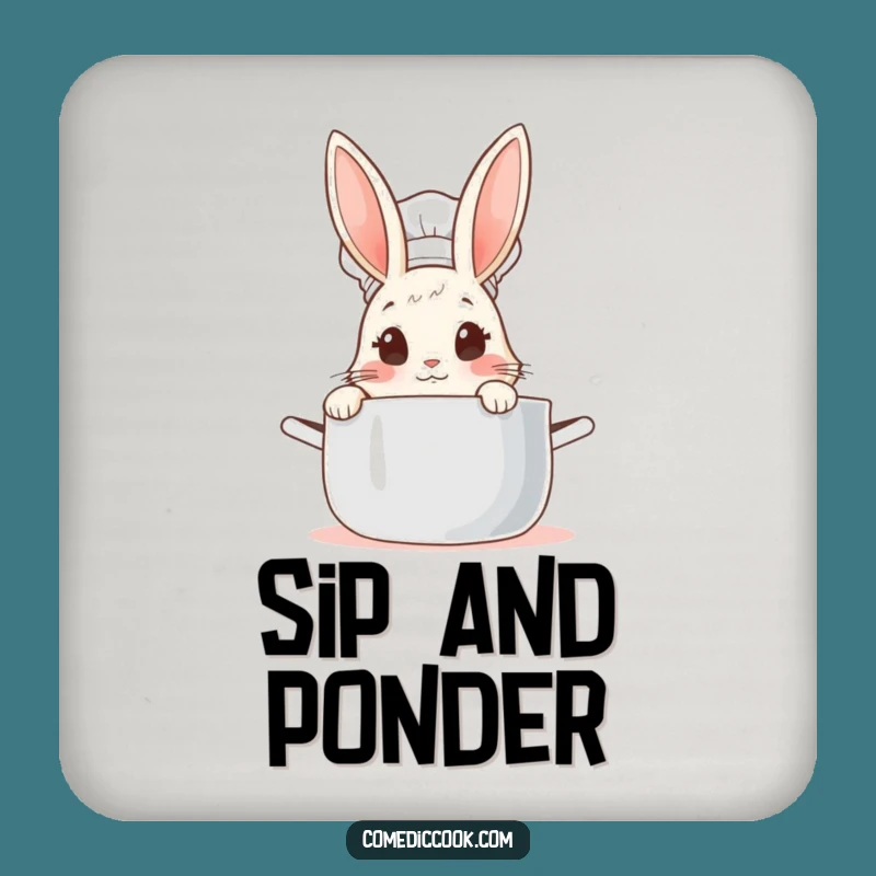 Funny Rabbit Chef Drink Coaster: Protect Surfaces with Culinary Cheer, Gift