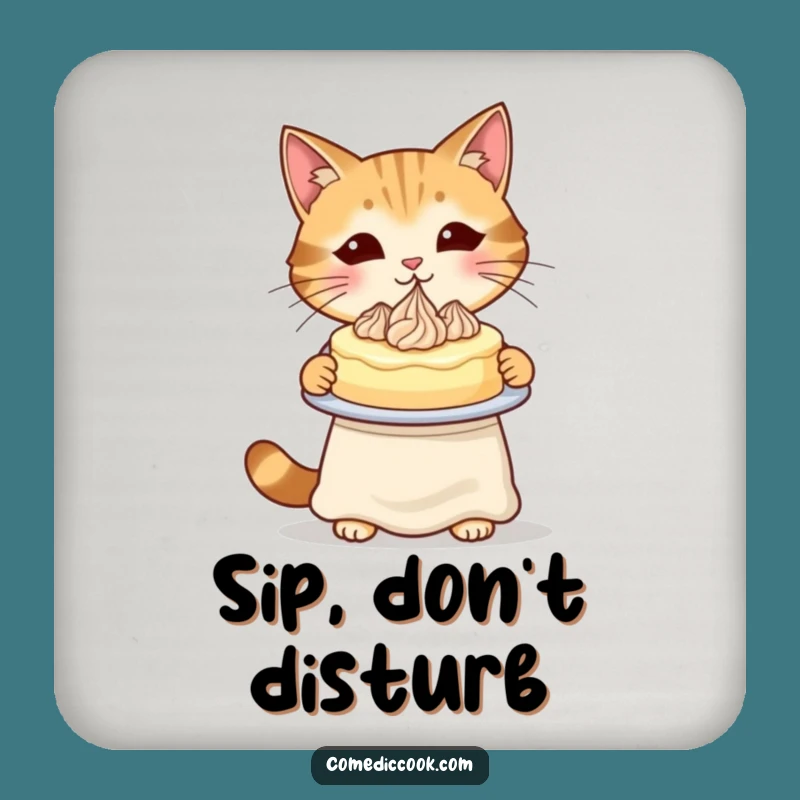 Funny Cat Baker Drink Coaster: Protect Your Surfaces with Feline Charm