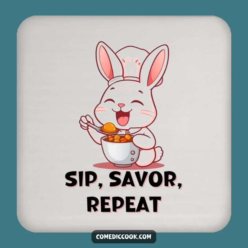 Funny Rabbit Chef Coaster: Protect Your Table with Flavor