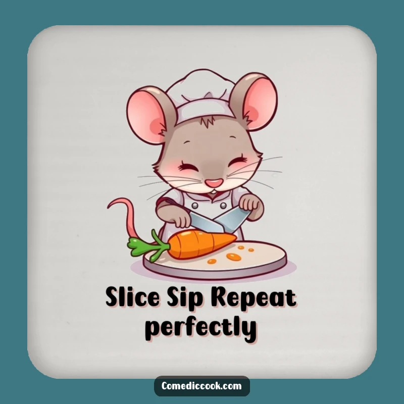 Funny Mouse Chef Drink Coaster: Protect Surfaces with Culinary Precision!