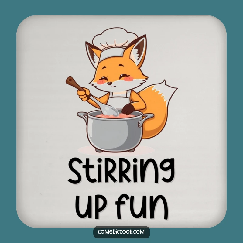 Funny Fox Chef Coaster: Protect Surfaces with Culinary Charm
