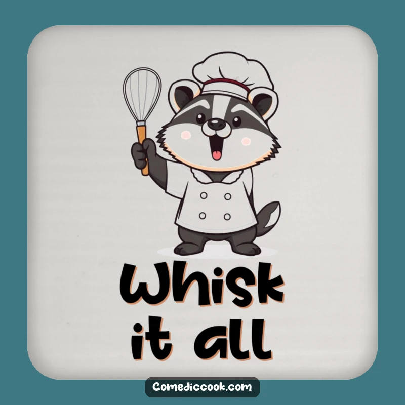 Funny Kawaii Badger Chef Coaster Set - Proud Baker Drink Protection, Perfect Funny Gift