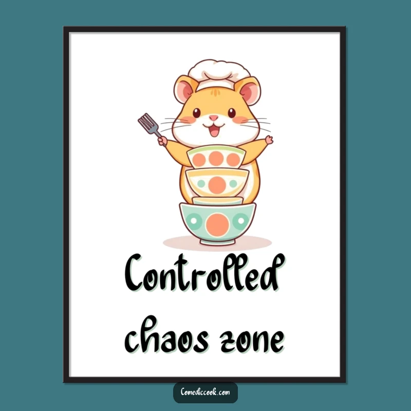 Funny Kawaii Hamster Chef Art Print - Playful Baker Wall Decor, Perfect Funny Gift