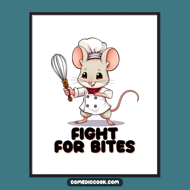 Funny Mouse Chef Poster: Whisk Warrior Art, Whimsical Decor & Hilarious Gift