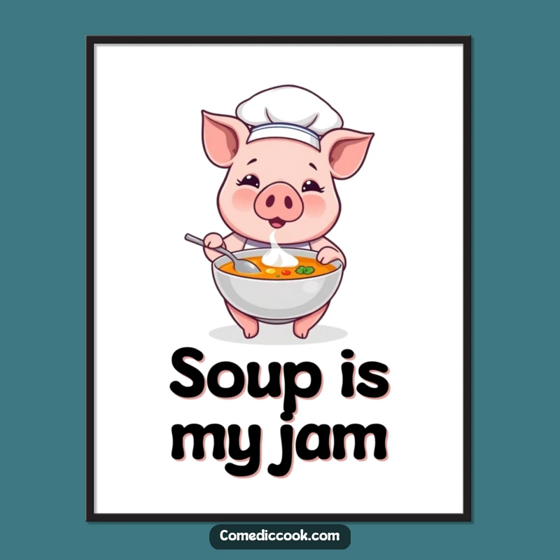 Funny Pig Chef Soup Art Print: A Hilarious Culinary Masterpiece for Your Wall
