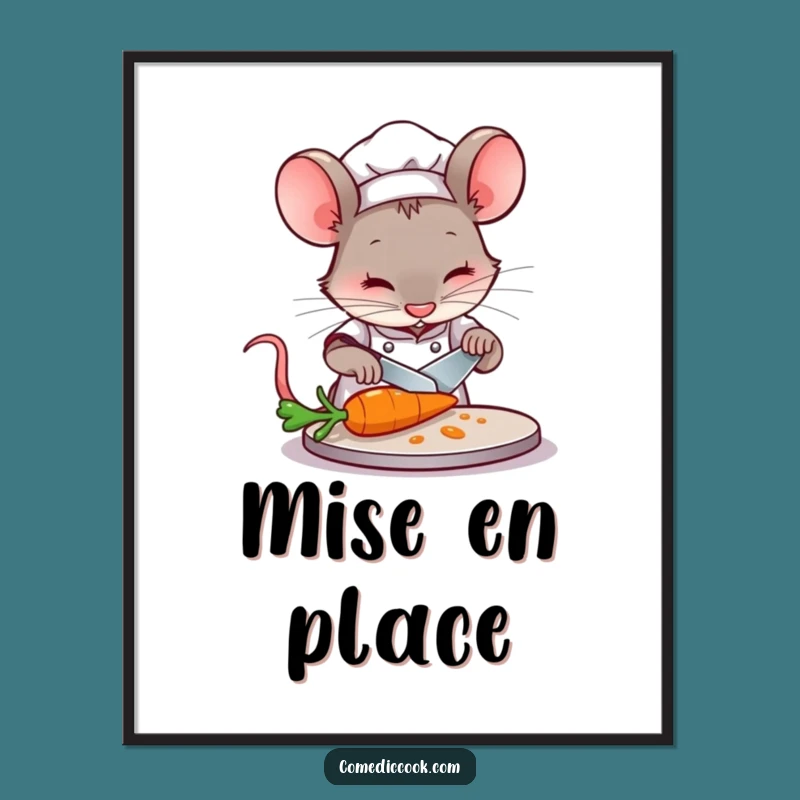 Funny Mouse Chef Poster: Bring Focused Culinary Art and Humor to Your Walls!