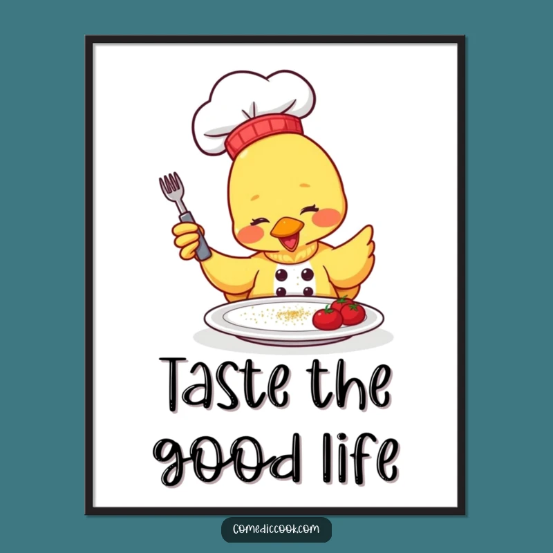 Funny Duck Chef Poster: Seasoned with Humor Art, Perfect Funny Gift!